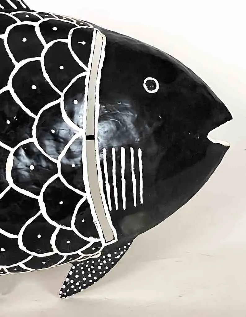African Black Recycled Metal Fish Wall Ornament - Mali