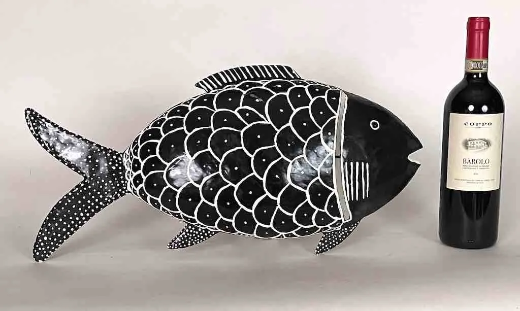 African Black Recycled Metal Fish Wall Ornament - Mali