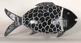 African Black Recycled Metal Fish Wall Ornament - Mali