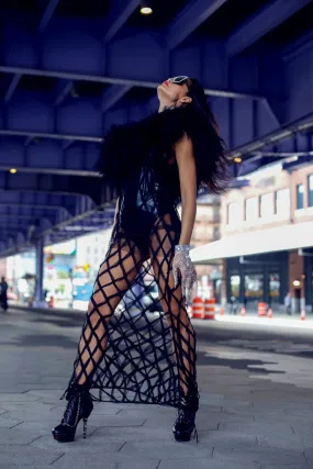 Bohemian Black Violet Tulle Black Dress