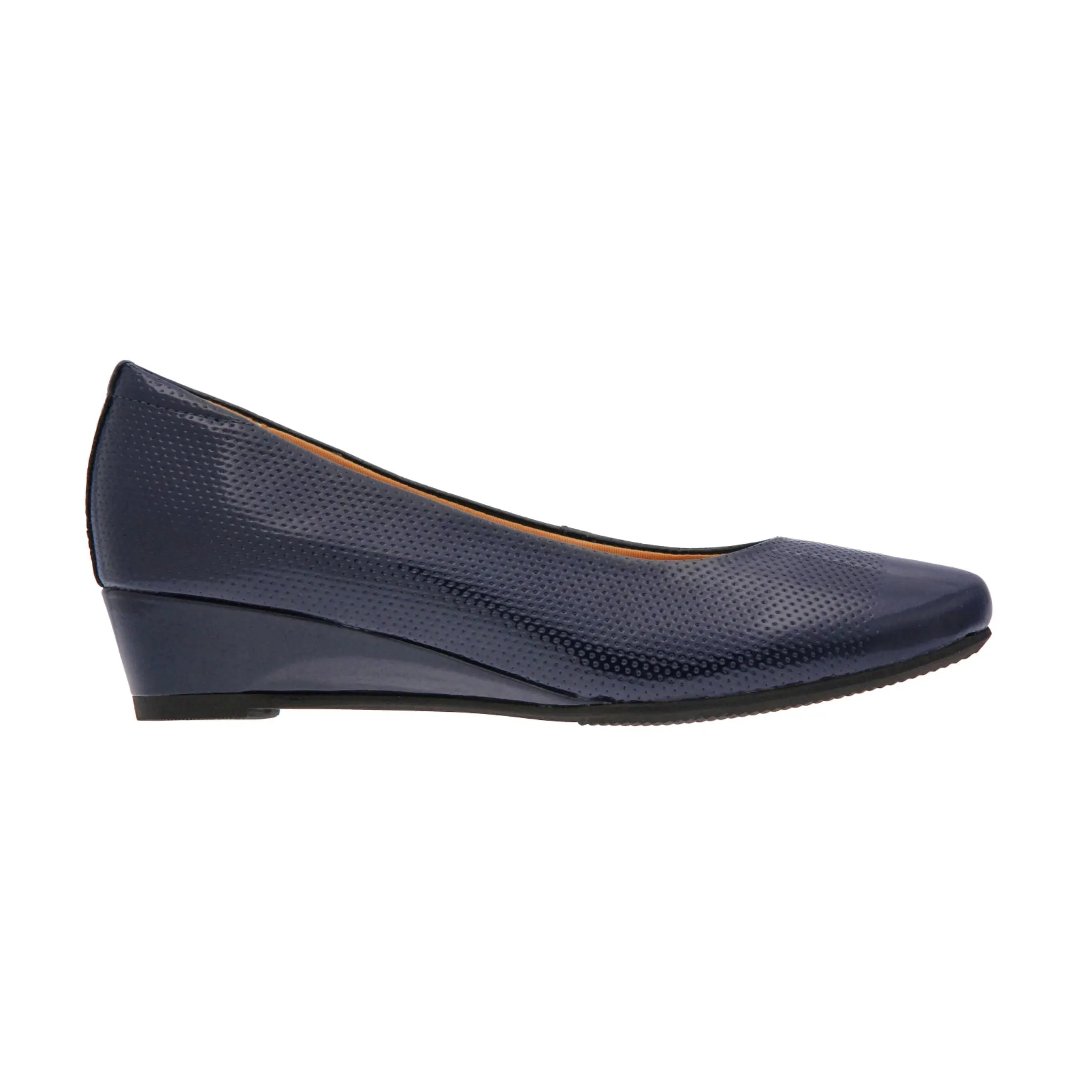 Caratti Navy Leather Wedged Heels (Short)