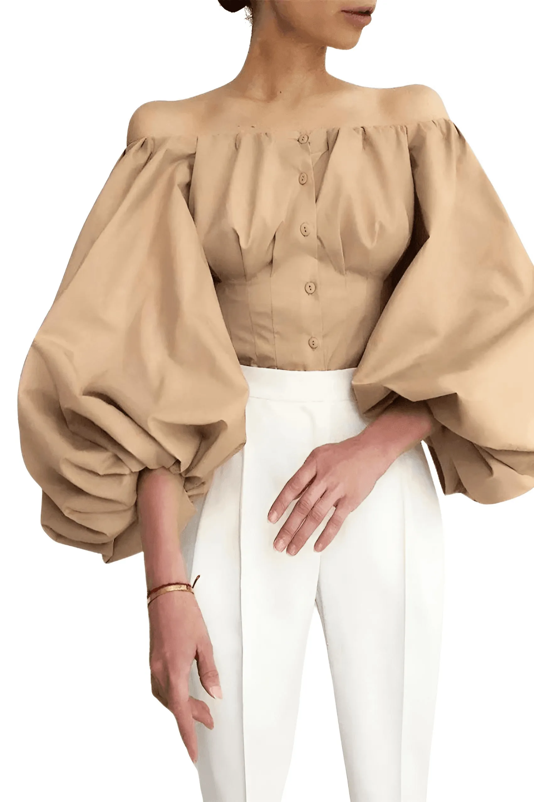 Off Shoulder Lantern Sleeve Blouses For Women