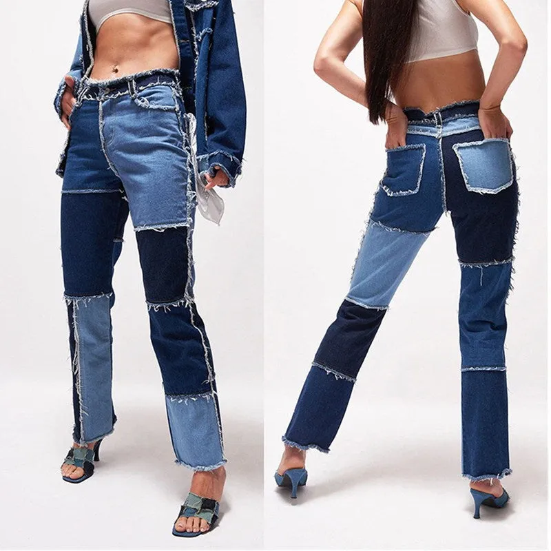 Patchwork lila und rosa Jeans-Stil Soft-Girl