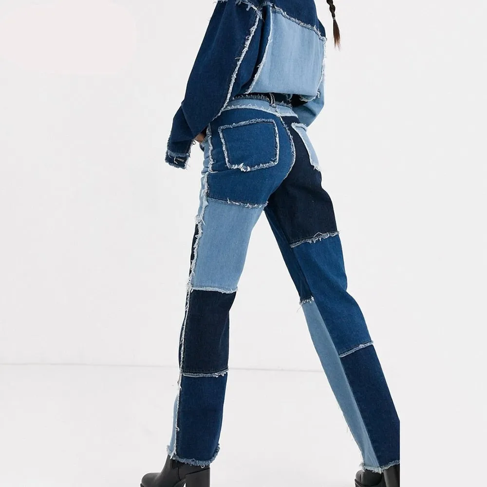 Patchwork lila und rosa Jeans-Stil Soft-Girl