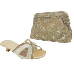 Qq Fish Rhinestone Mesh Net Sandals & Handbag Set