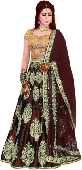 Ramkrupa Creation Woman's New fashion Silk embroideredry lehenga choli.