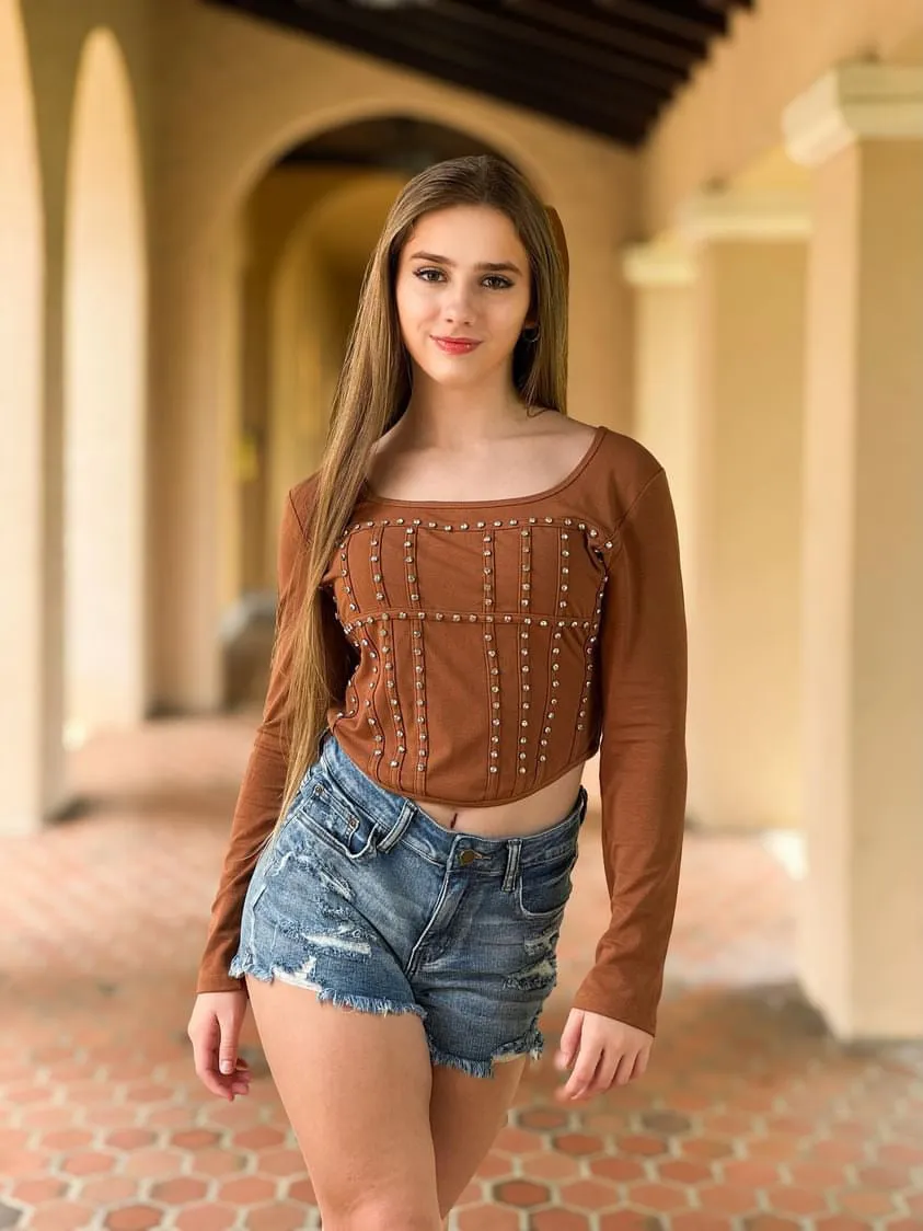 Rhinestone Studded Top - Sara