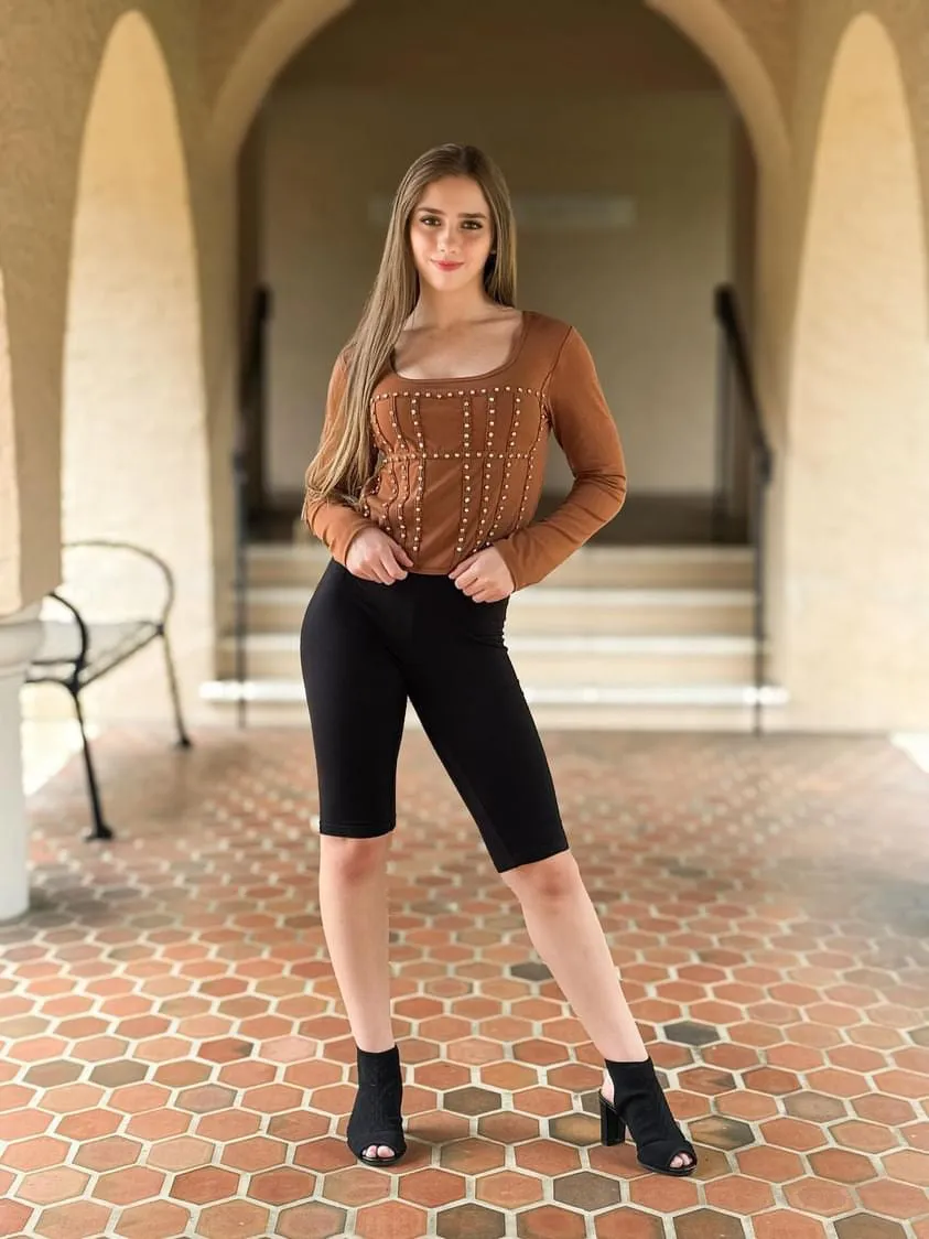 Rhinestone Studded Top - Sara