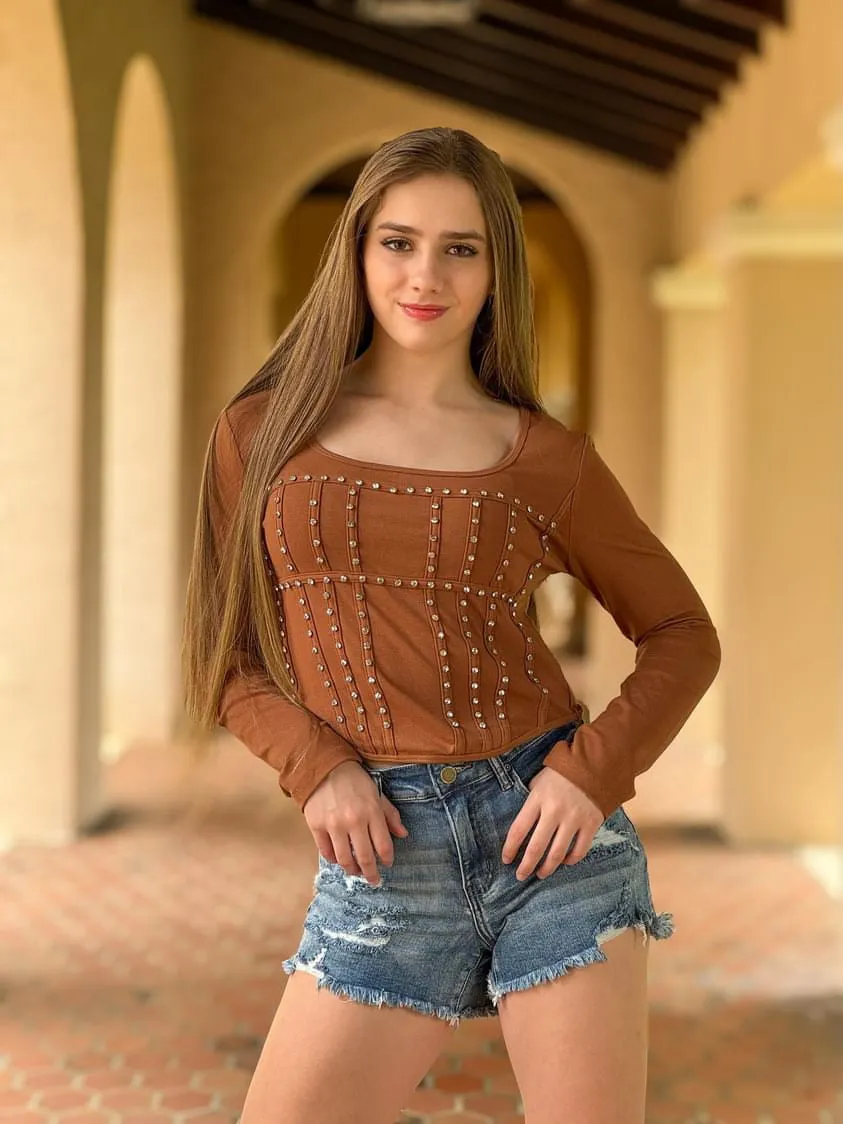 Rhinestone Studded Top - Sara