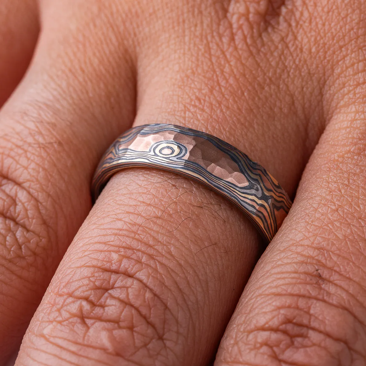Rugged Mokume Gane Woodgrain Band
