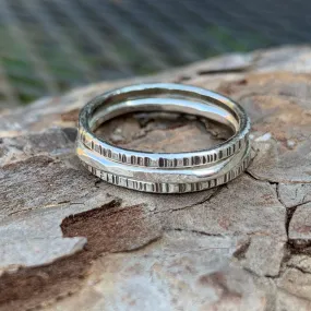 Tree Bark Stack Ring ~ Oxidized