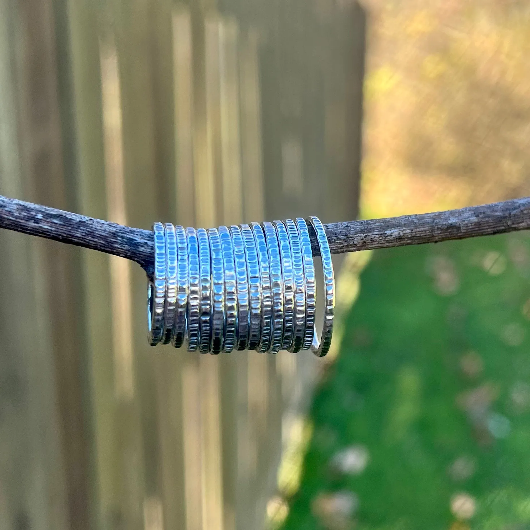 Tree Bark Stack Ring ~ Oxidized