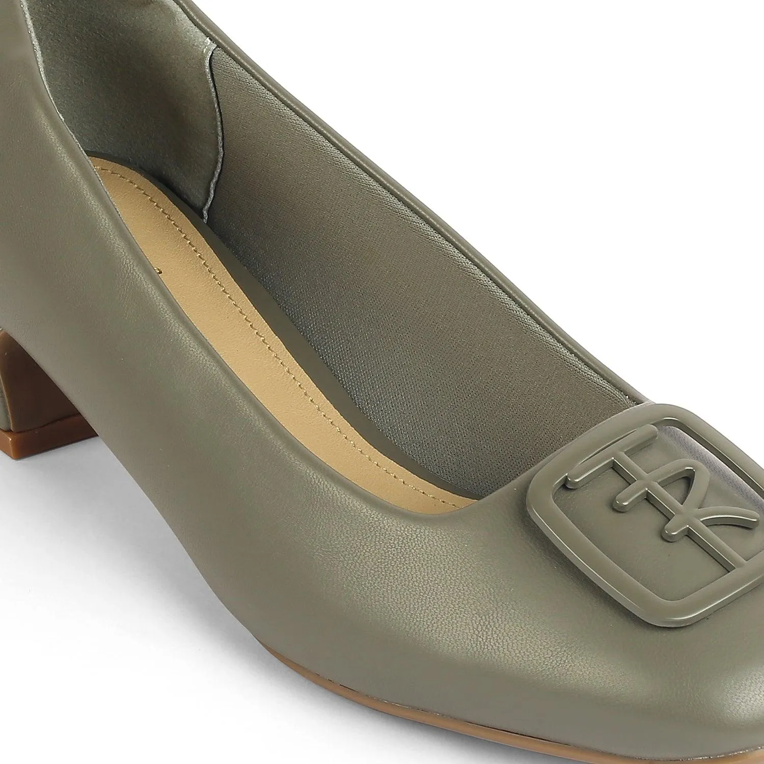 Tresmode Romio Green Women's Dress Block Heel Pumps